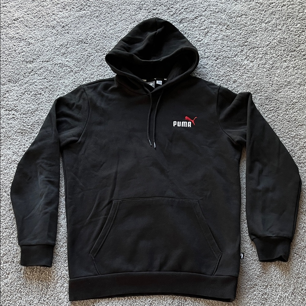 Puma Men's Black Hoodie with Red Logo